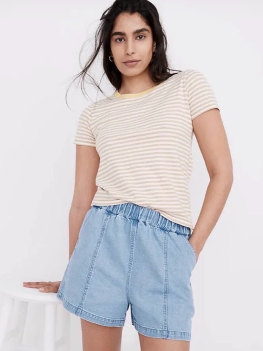 Madewell Light Blue Denim High-Waist Shorts